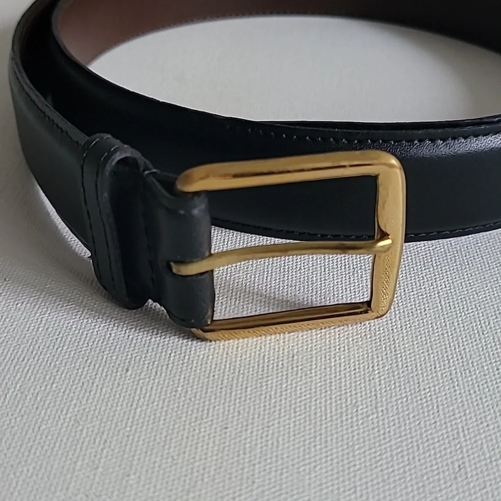 Torino Black European Tanned Cowhide Mens Belt with Brass Buckle Sz 42
